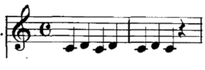 Score for voice, two measures, key of C major, common time.