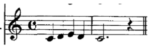 Score for voice, two measures, key of C major, common time.
