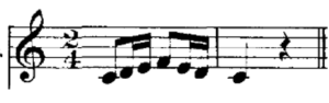 Score for voice, two measures, key of C major, two four time.