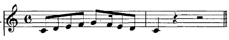 Score for voice, two measures, key of major, common time.