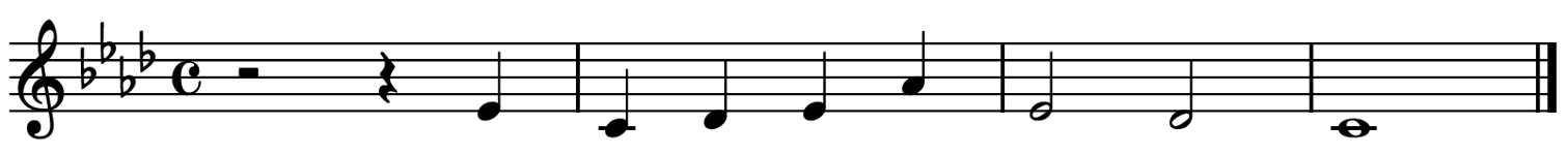 Score for voice, four measures, treble clef, key of A flat major, common time.