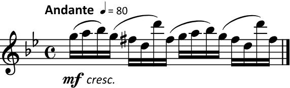 score for first measure of Vol. 1. Number 119, 416 Studies by Fritz Kröpsch audio below