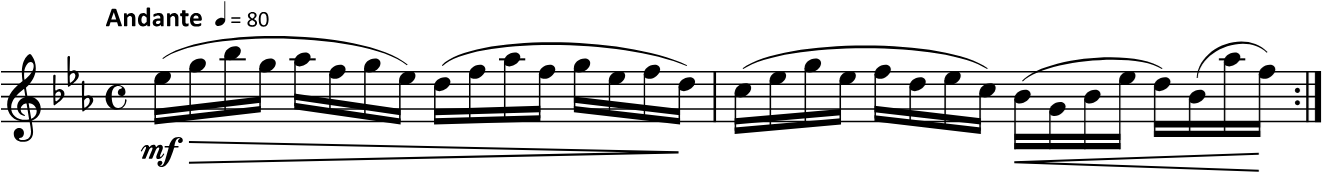 score for first two measures of Vol. 2 Number 172, 416 Studies by Fritz Kröpsch audio below