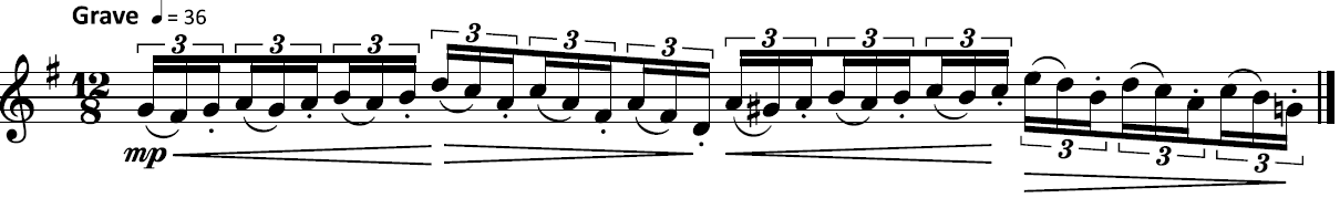 Key of G major: G4 F sharp 4 G4 A4 G4 A4 B4 A4 B4 D5 C5 A4 C5 A4 F sharp 4 A4 F sharp 4 D4 A4 G sharp 4 A4 B4 A4 B4 C5 B4 C5 E5 D5 B4 D5 C5 A4 A5 B4 G natural 4