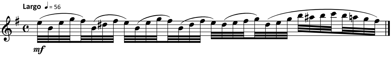 First measure score for Vol. 1. Number 47, 416 Studies by Fritz Kröpsch. Audio below