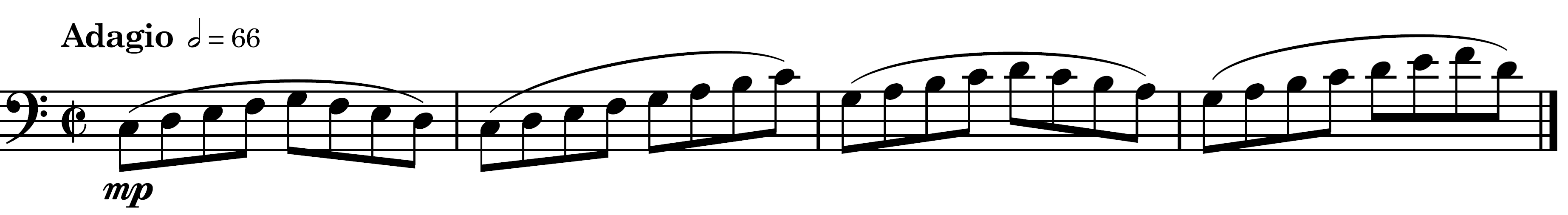 first four measures of Vol. 1, Bassoon Studies, Op.8 by by Julius Weissenborn audio below