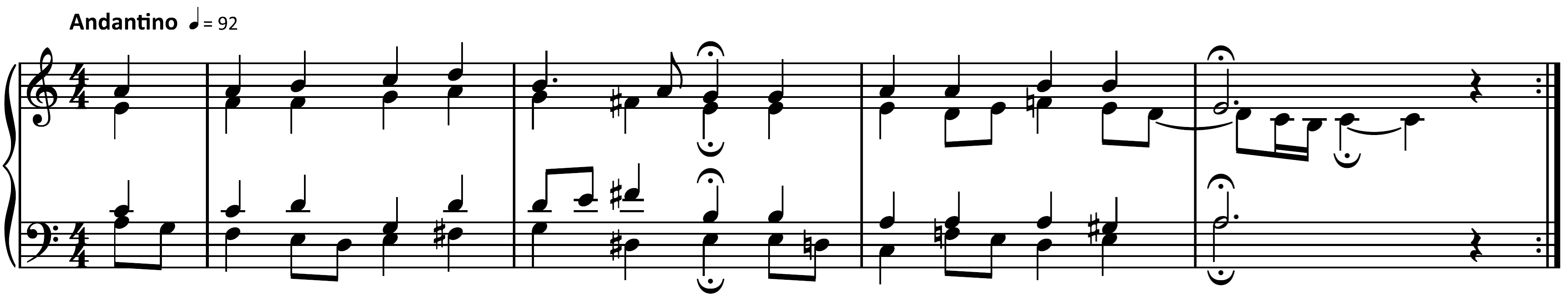 score example from "Von Gott will ich nicht lassen" from 371 Harmonized Chorales and 69 Chorale Melodies by Johann Sebastian Bach audio below