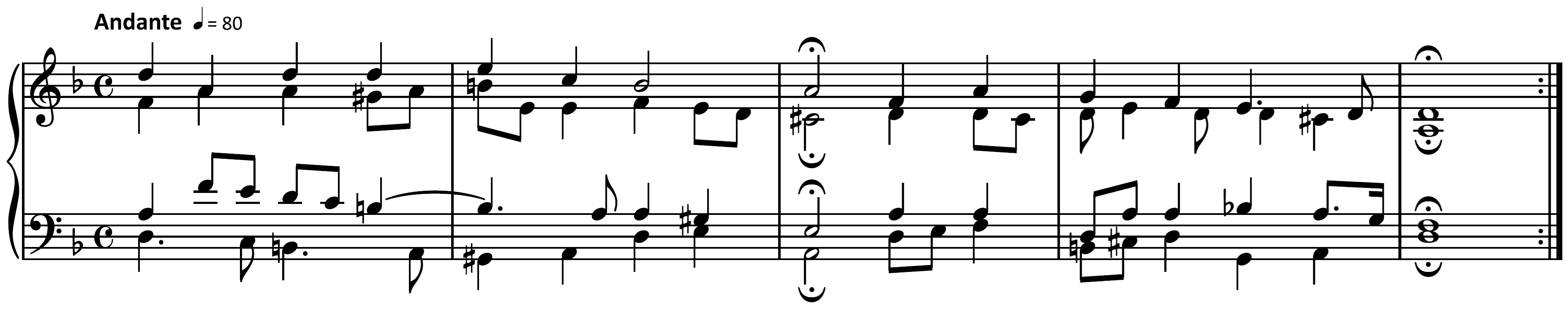 score example from "Du, o schones Weltgebaude" from 371 Harmonized Chorales and 69 Chorale Melodies by Johann Sebastian Bach audio below
